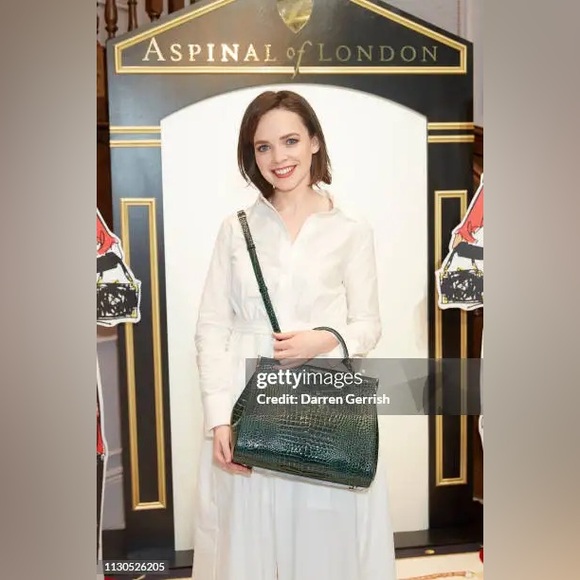 Aspinal of London Large Florence Bag Evergreen Patent Croc - Picture 14 of 15